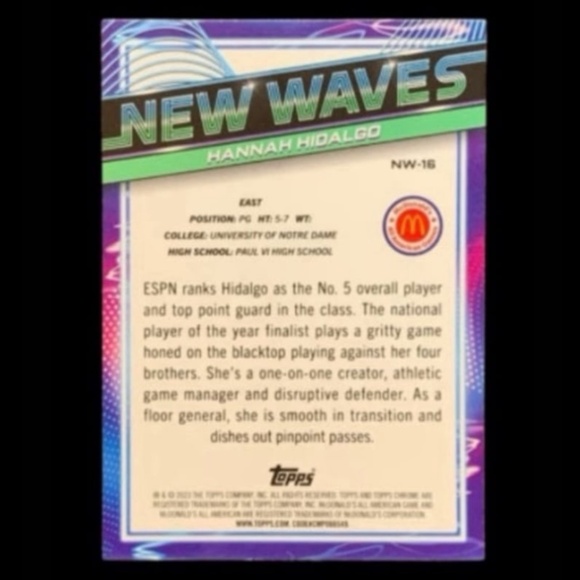 Hannah Hidalgo Rookie Refractor Insert Card SP -Notre Dame Fighting Irish - Picture 6 of 6